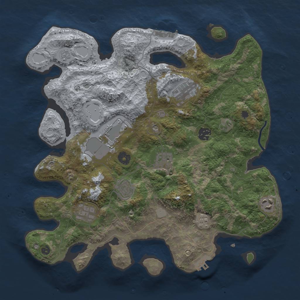 Rust Map: Procedural Map, Size: 3500, Seed: 82437549, 17 Monuments