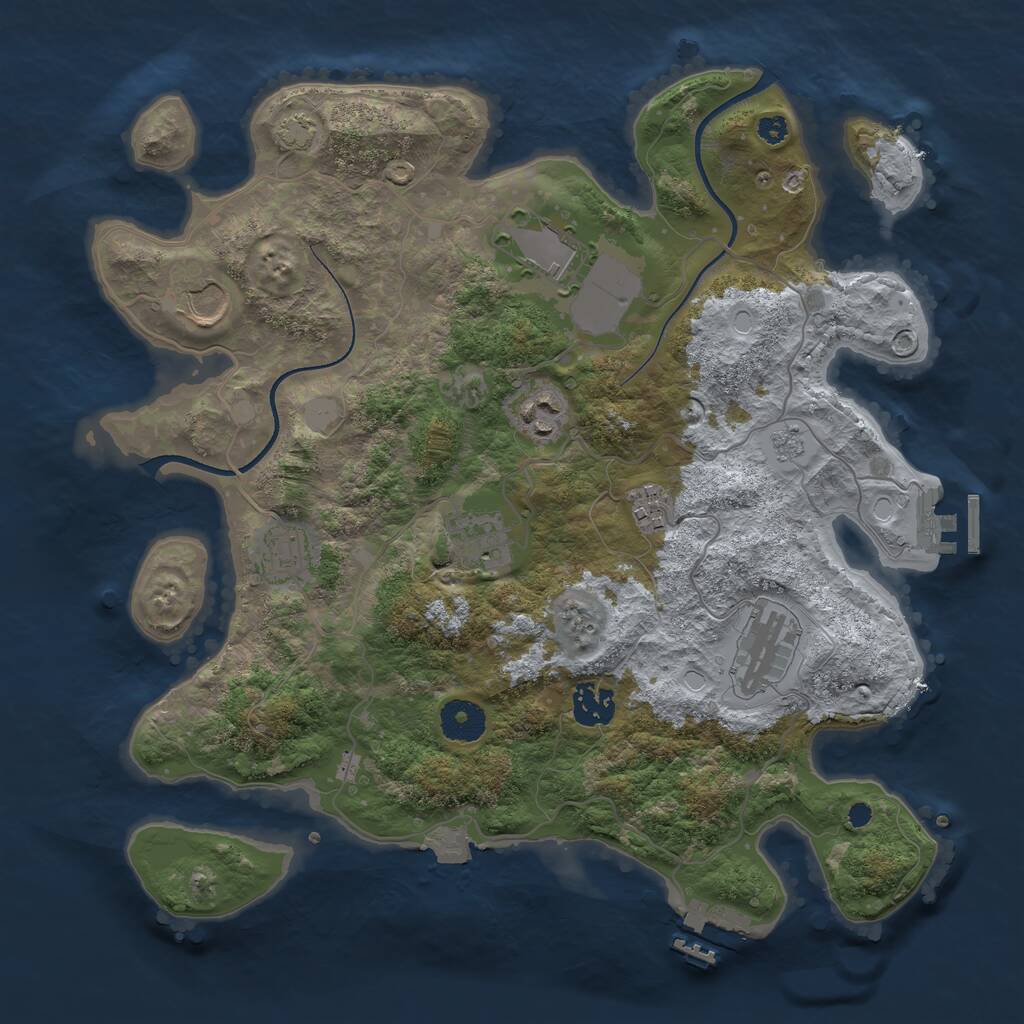 Rust Map: Procedural Map, Size: 3500, Seed: 27684167, 13 Monuments