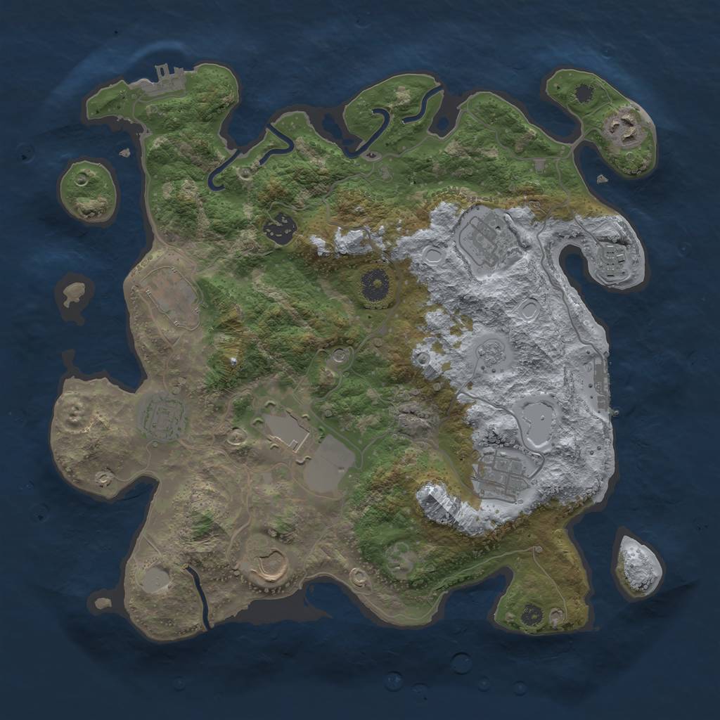 Rust Map: Procedural Map, Size: 3500, Seed: 9776921, 18 Monuments