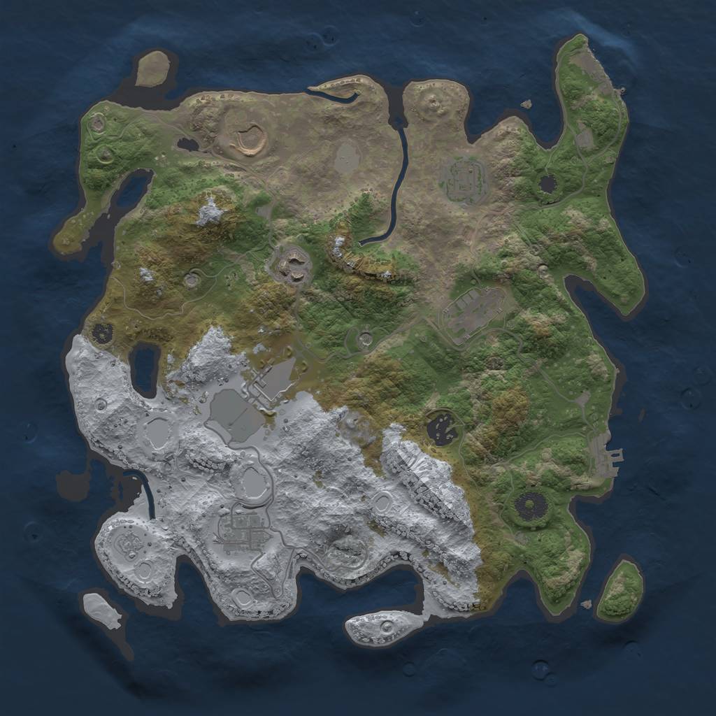 Rust Map: Procedural Map, Size: 3500, Seed: 12709447, 16 Monuments