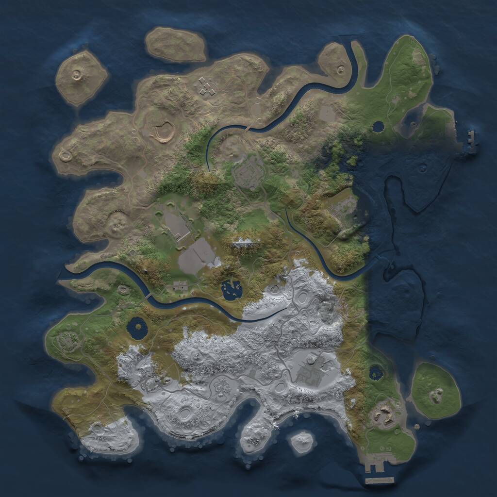 Rust Map: Procedural Map, Size: 3500, Seed: 15586652, 15 Monuments
