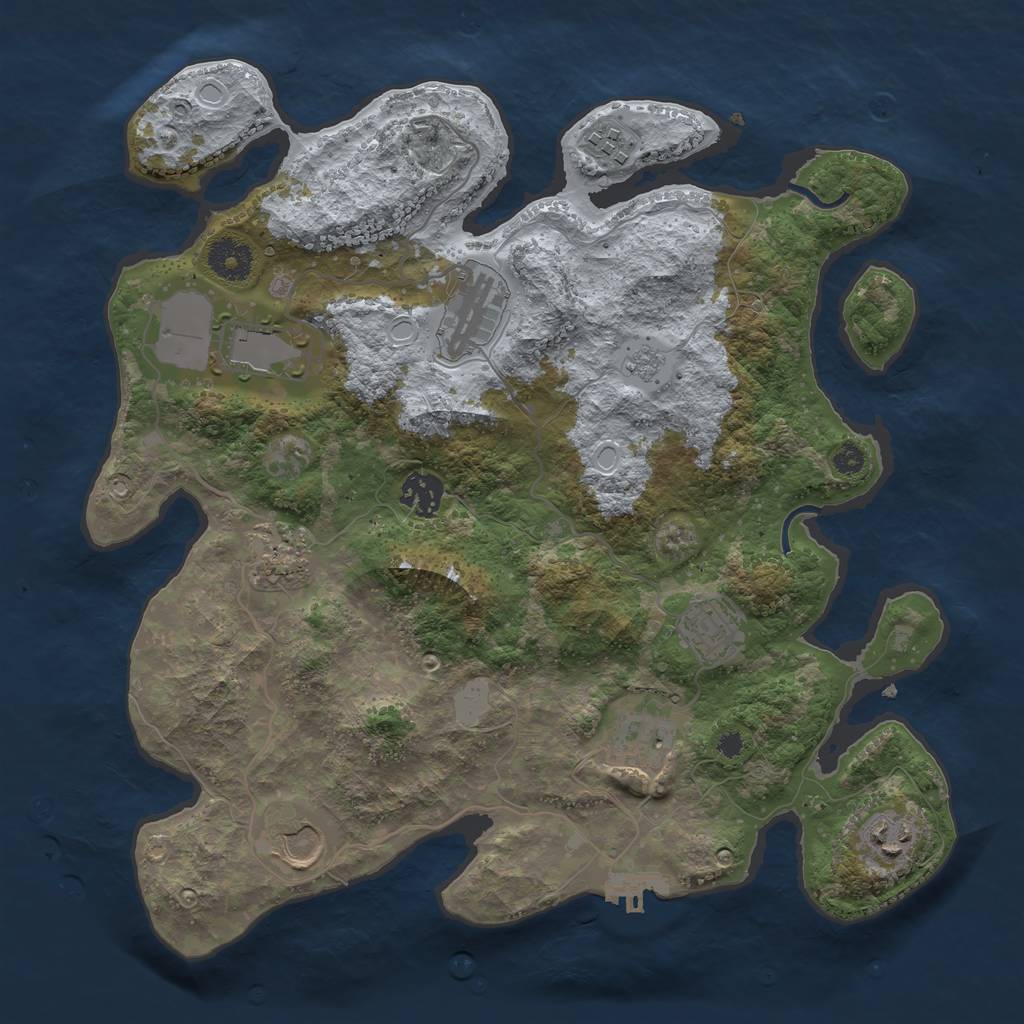 Rust Map: Procedural Map, Size: 3500, Seed: 27200507, 16 Monuments
