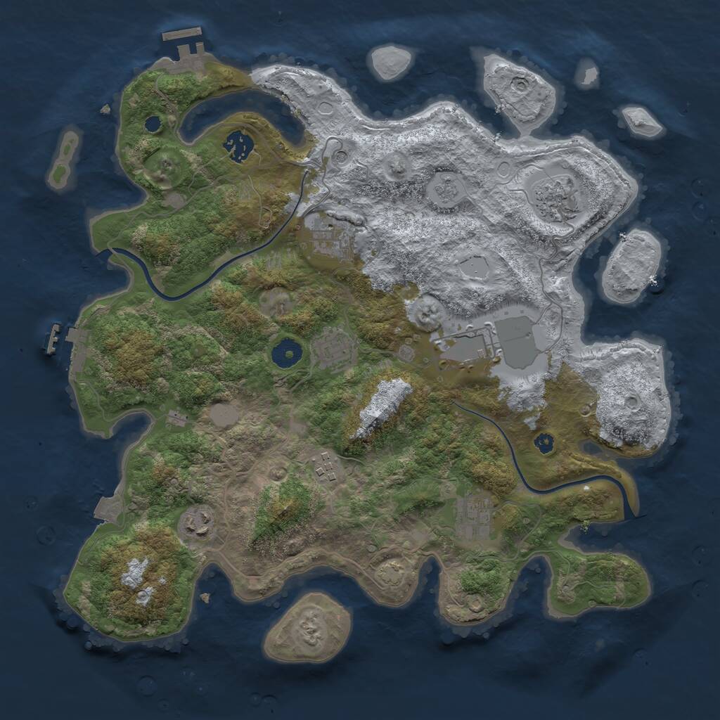Rust Map: Procedural Map, Size: 3700, Seed: 1561111864, 14 Monuments