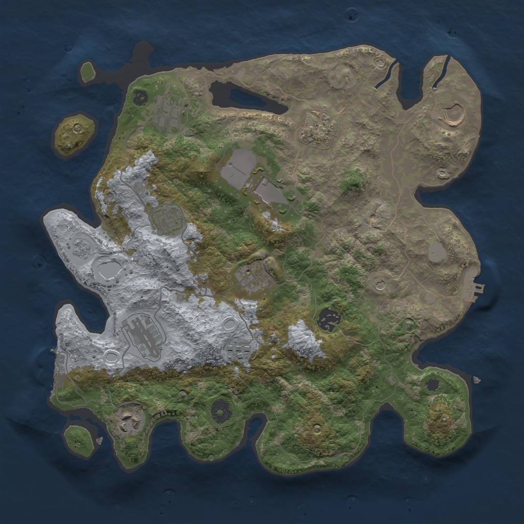 Rust Map: Procedural Map, Size: 3500, Seed: 59171621, 19 Monuments