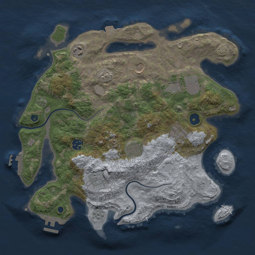 Rust Map: Procedural Map, Size: 3500, Seed: 42604369, 13 Monuments