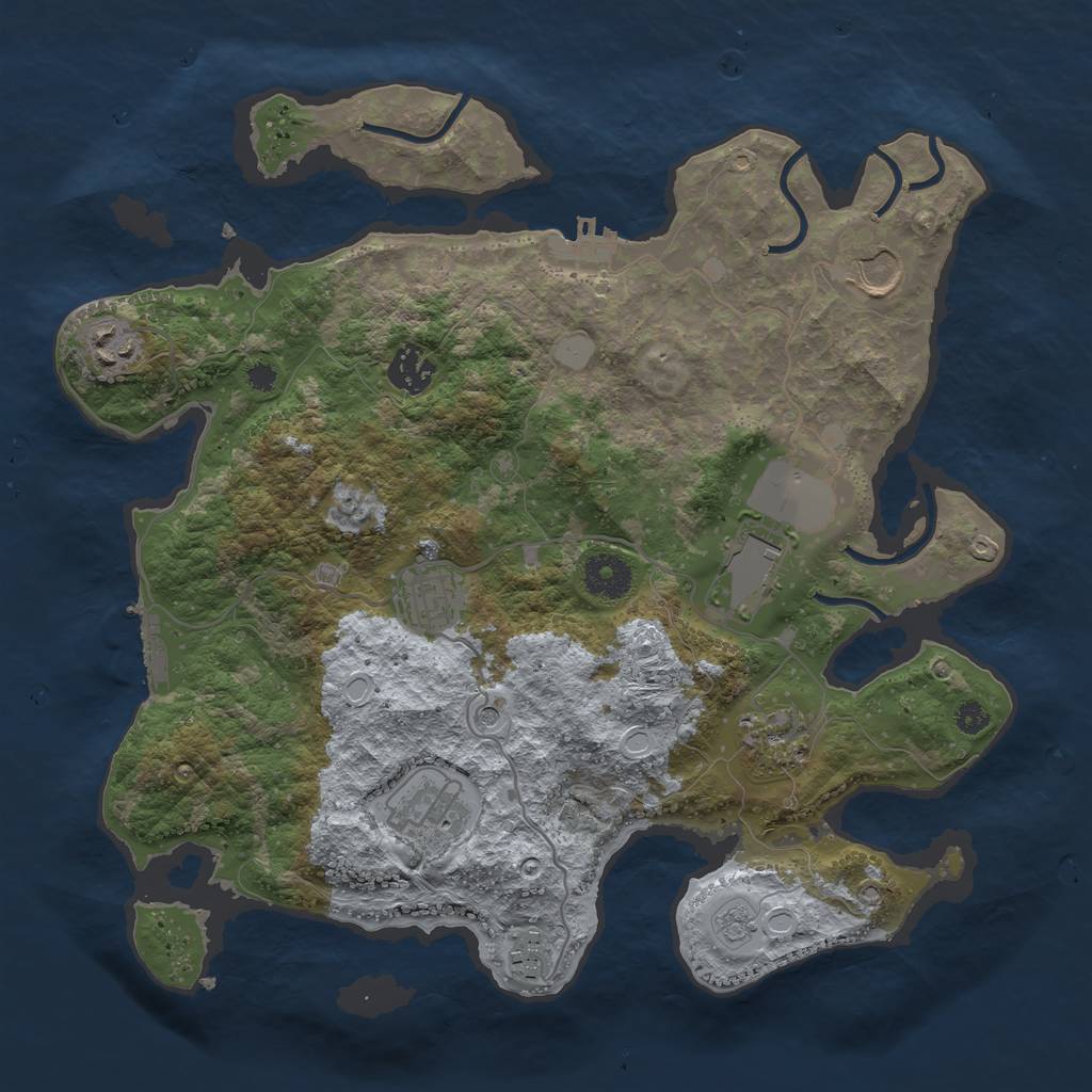 Rust Map: Procedural Map, Size: 3500, Seed: 98391337, 17 Monuments