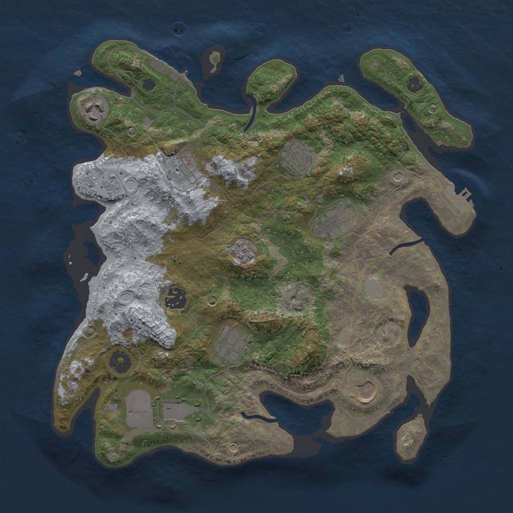 Rust Map: Procedural Map, Size: 3500, Seed: 40890633, 18 Monuments