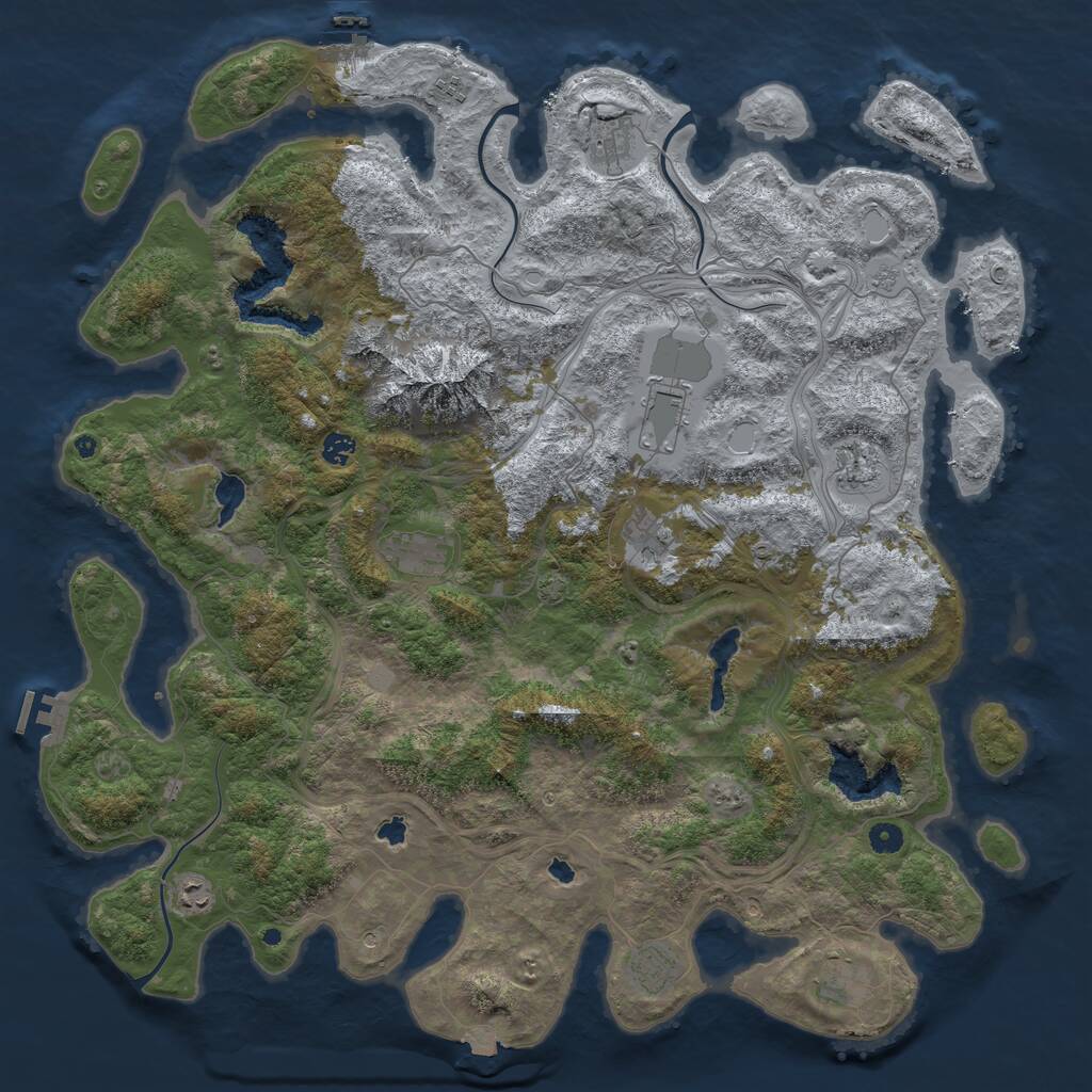 Rust Map: Procedural Map, Size: 5000, Seed: 10501, 16 Monuments