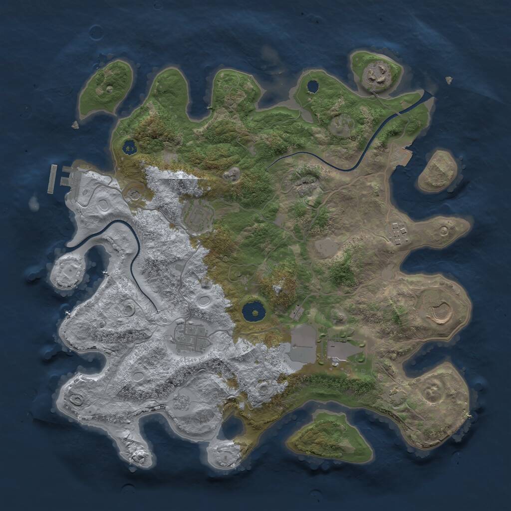 Rust Map: Procedural Map, Size: 3500, Seed: 47707096, 11 Monuments