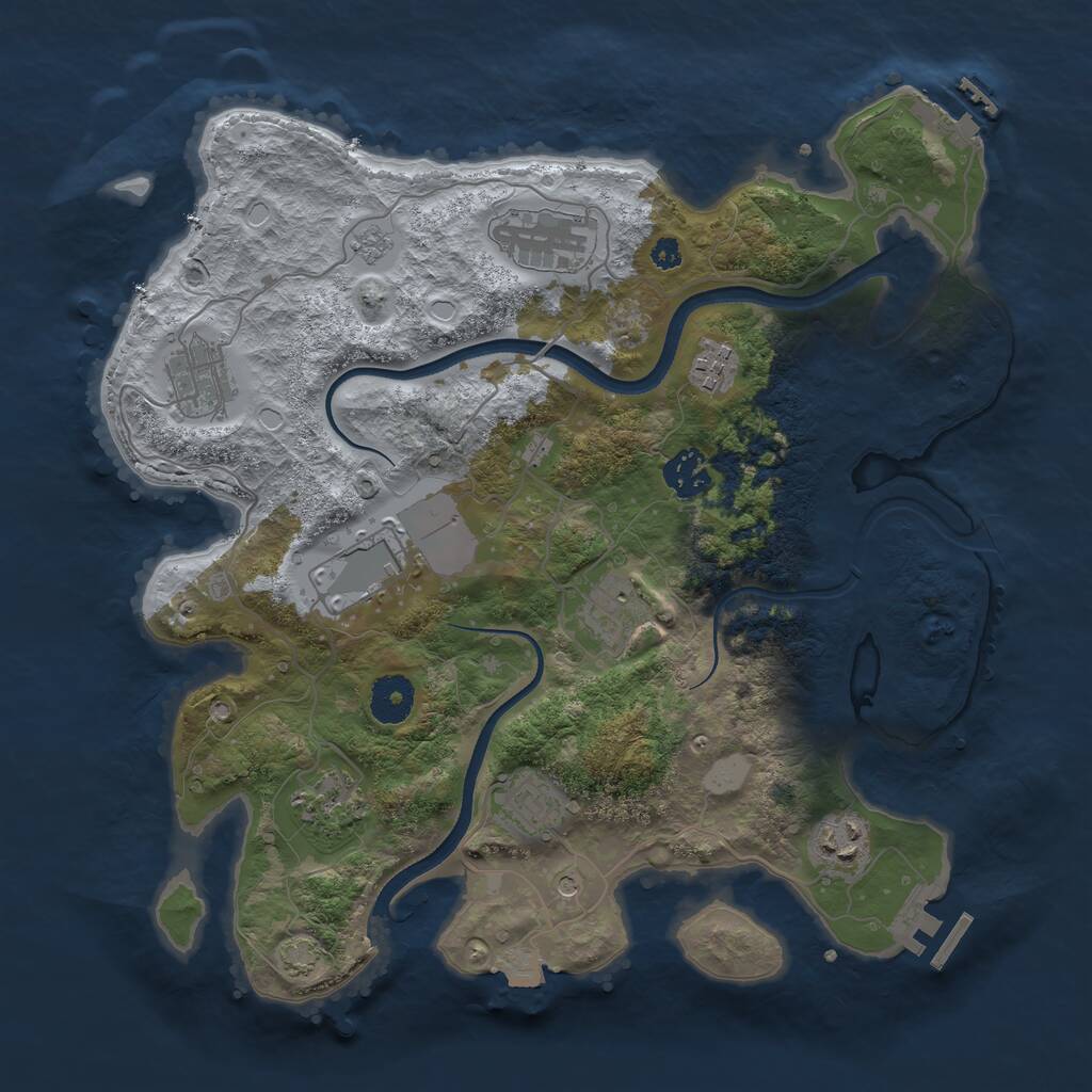 Rust Map: Procedural Map, Size: 3500, Seed: 40072228, 15 Monuments