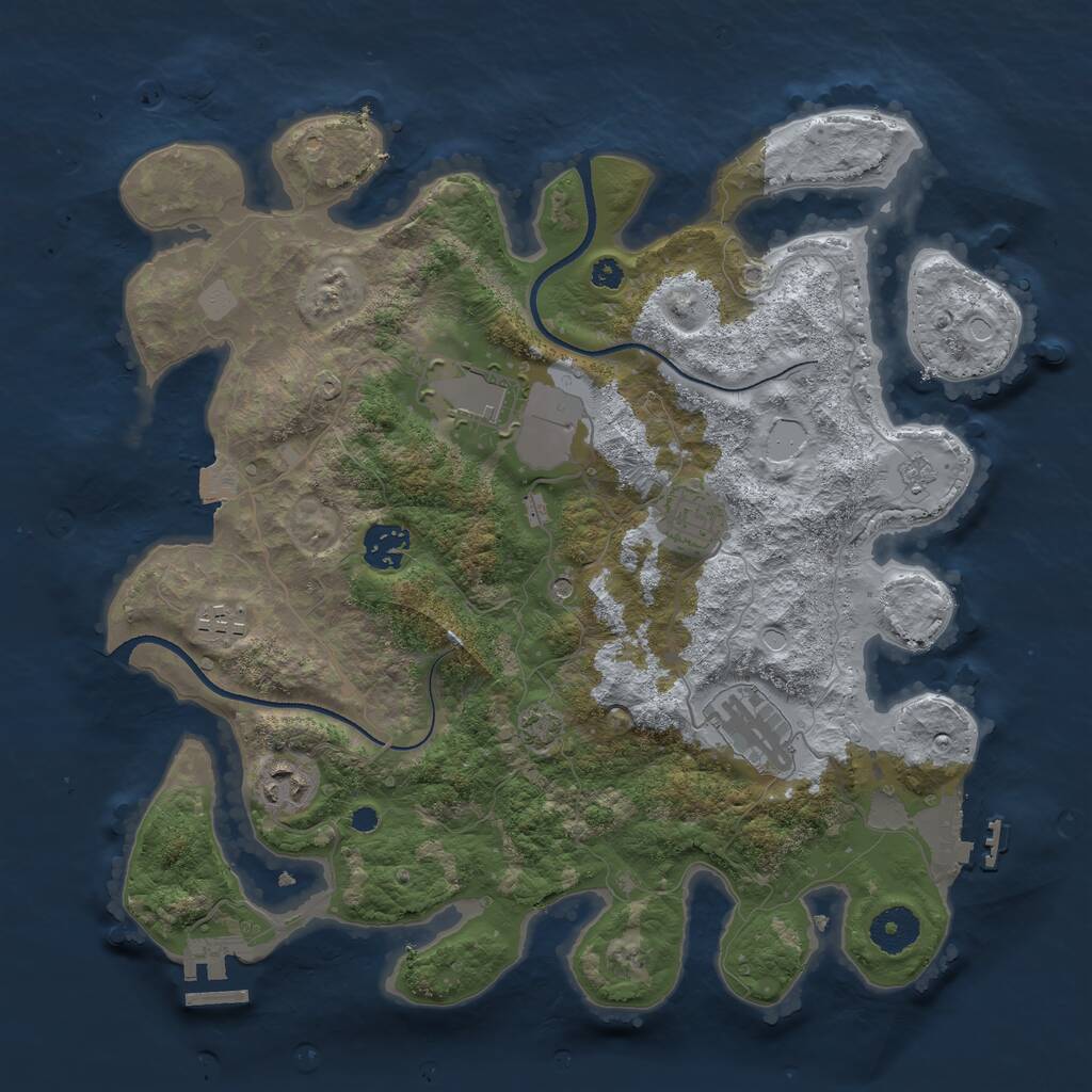 Rust Map: Procedural Map, Size: 3500, Seed: 32648009, 12 Monuments