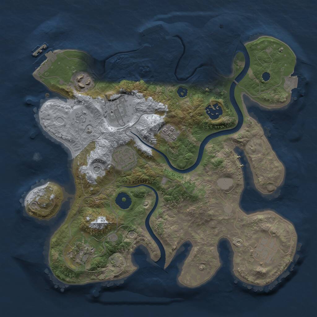 Rust Map: Procedural Map, Size: 3000, Seed: 53535, 13 Monuments