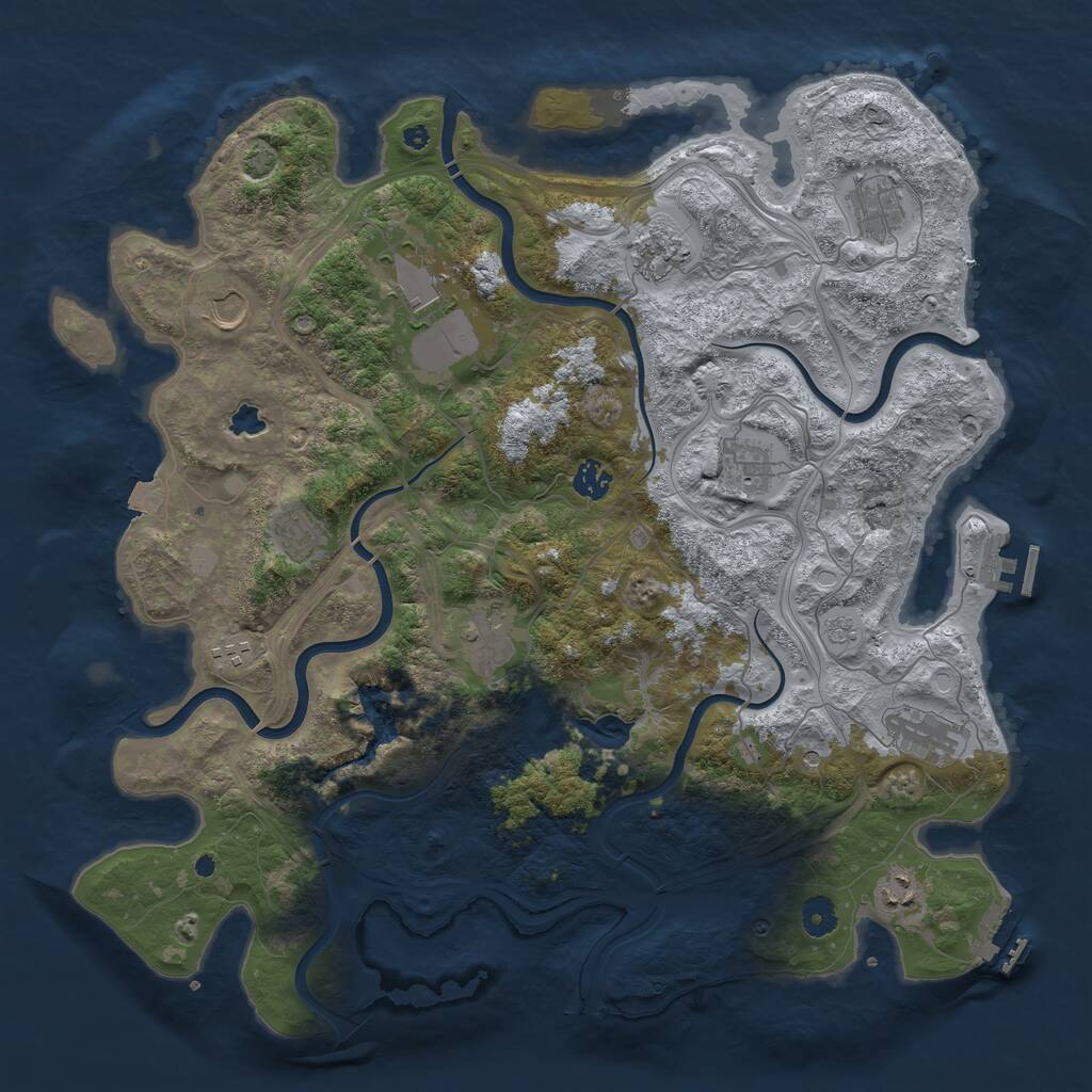 Rust Map: Procedural Map, Size: 4300, Seed: 1342826816, 17 Monuments