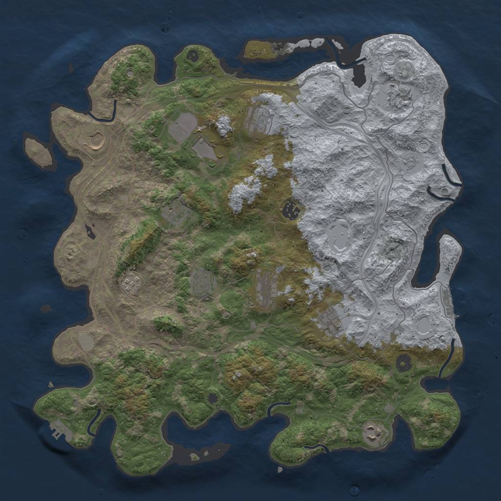 Rust Map: Procedural Map, Size: 4300, Seed: 1342826816, 18 Monuments