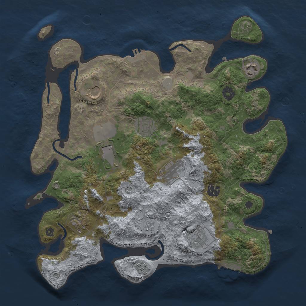 Rust Map: Procedural Map, Size: 3500, Seed: 58803587, 16 Monuments