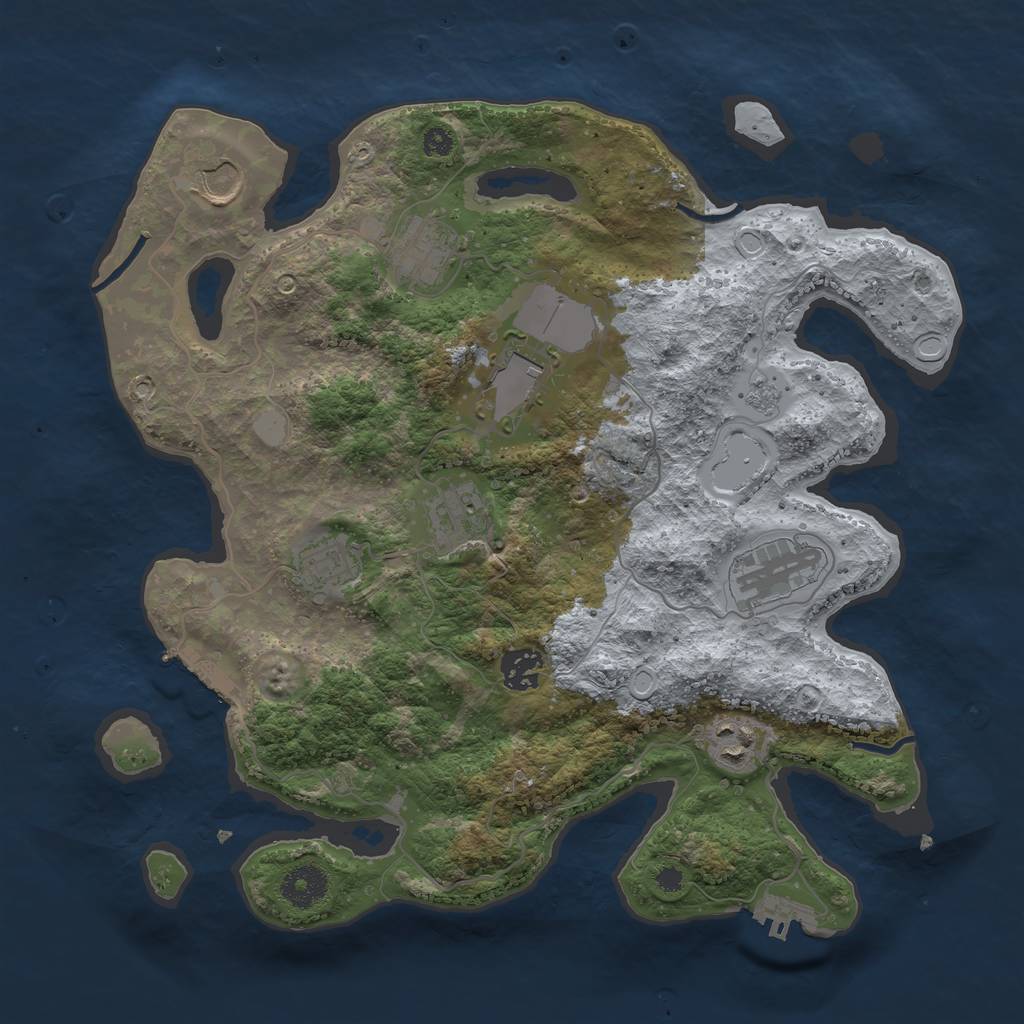 Rust Map: Procedural Map, Size: 3500, Seed: 20133667, 16 Monuments