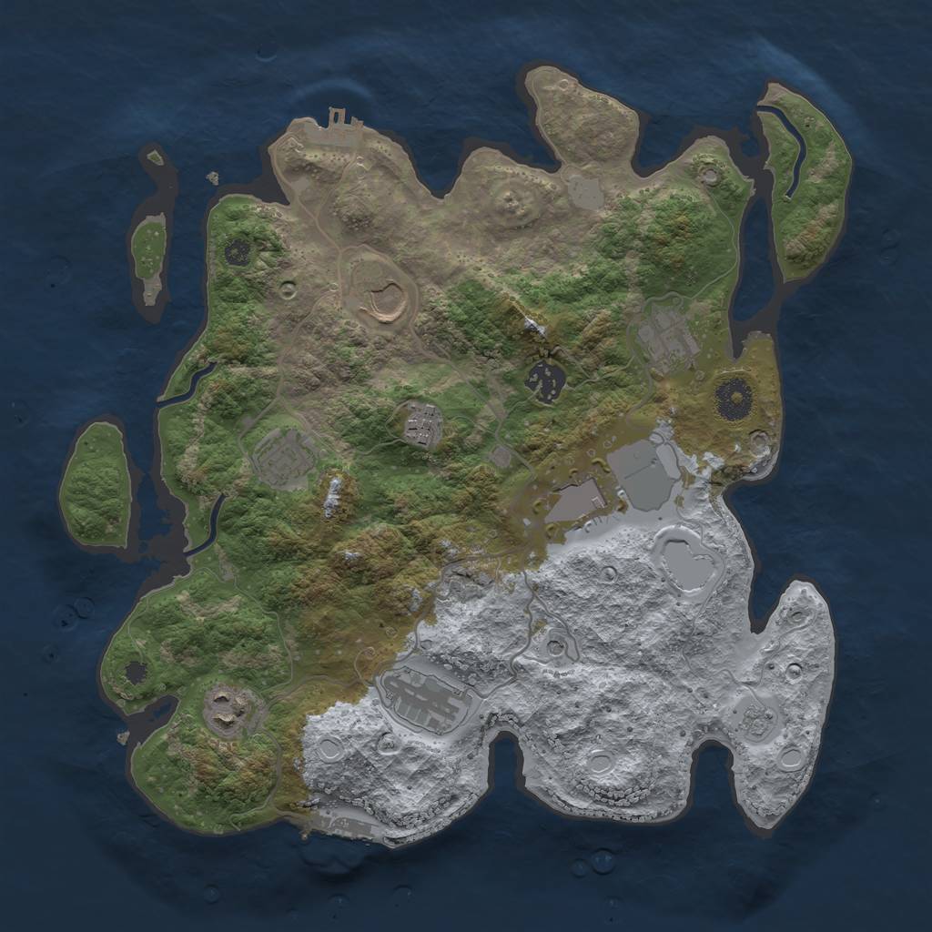 Rust Map: Procedural Map, Size: 3500, Seed: 77484281, 17 Monuments