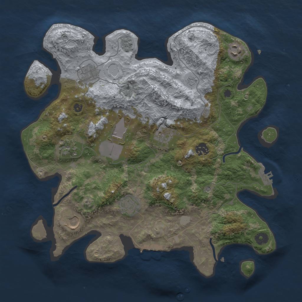 Rust Map: Procedural Map, Size: 3500, Seed: 60095158, 18 Monuments