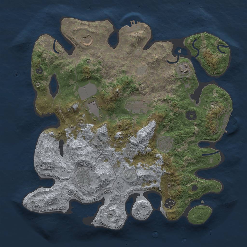Rust Map: Procedural Map, Size: 3500, Seed: 38872553, 17 Monuments
