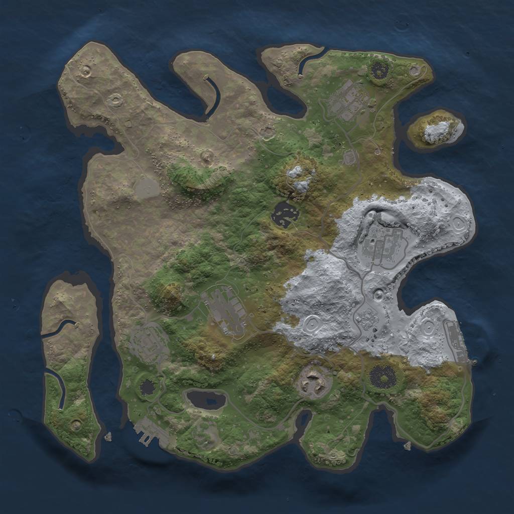 Rust Map: Procedural Map, Size: 3000, Seed: 1339141858, 14 Monuments