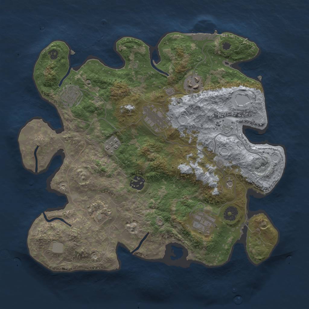 Rust Map: Procedural Map, Size: 3200, Seed: 1651880938, 15 Monuments