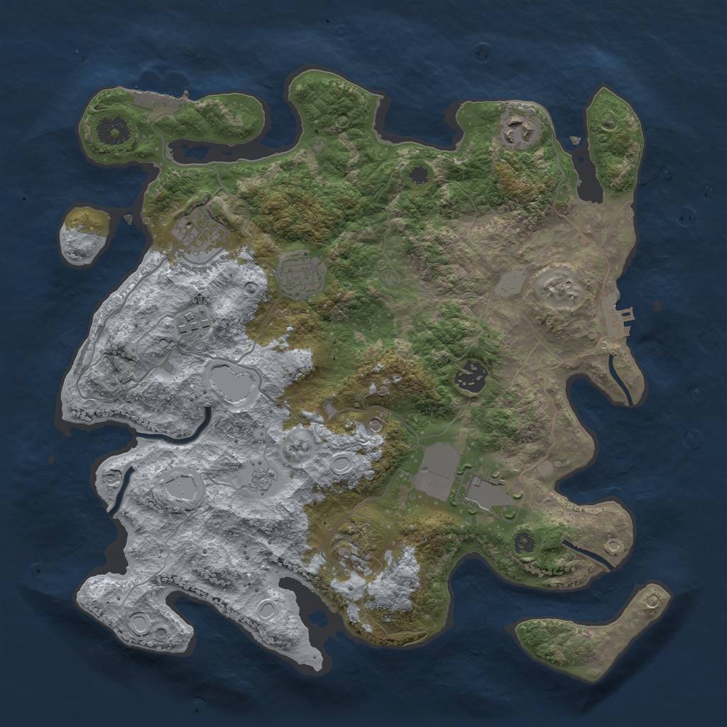 Rust Map: Procedural Map, Size: 3500, Seed: 18650956, 16 Monuments