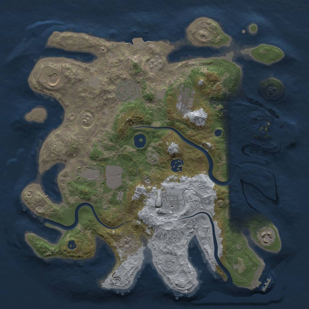 Rust Map: Procedural Map, Size: 3500, Seed: 34753038, 14 Monuments