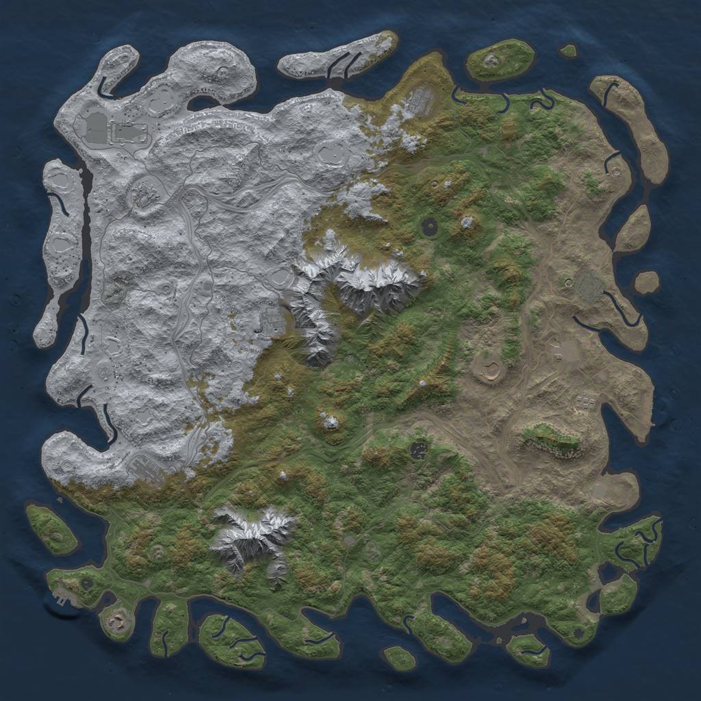 Rust Map: Procedural Map, Size: 6000, Seed: 141290494, 20 Monuments