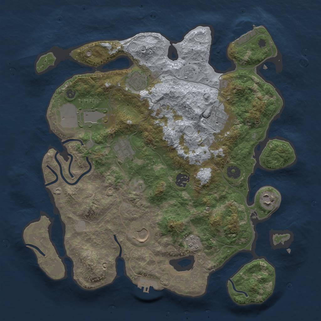 Rust Map: Procedural Map, Size: 3500, Seed: 30721432, 17 Monuments