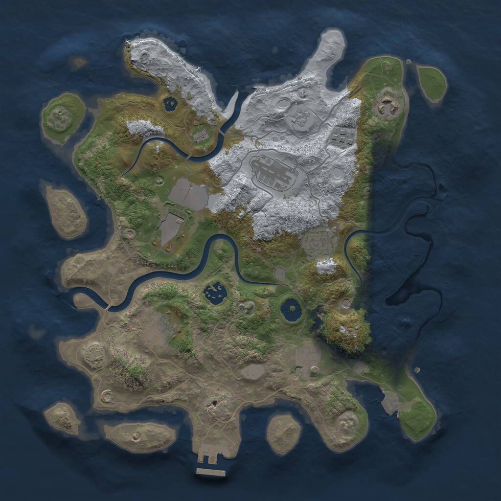 Rust Map: Procedural Map, Size: 3500, Seed: 98123, 13 Monuments