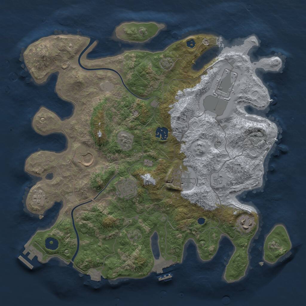 Rust Map: Procedural Map, Size: 3500, Seed: 25103216, 13 Monuments