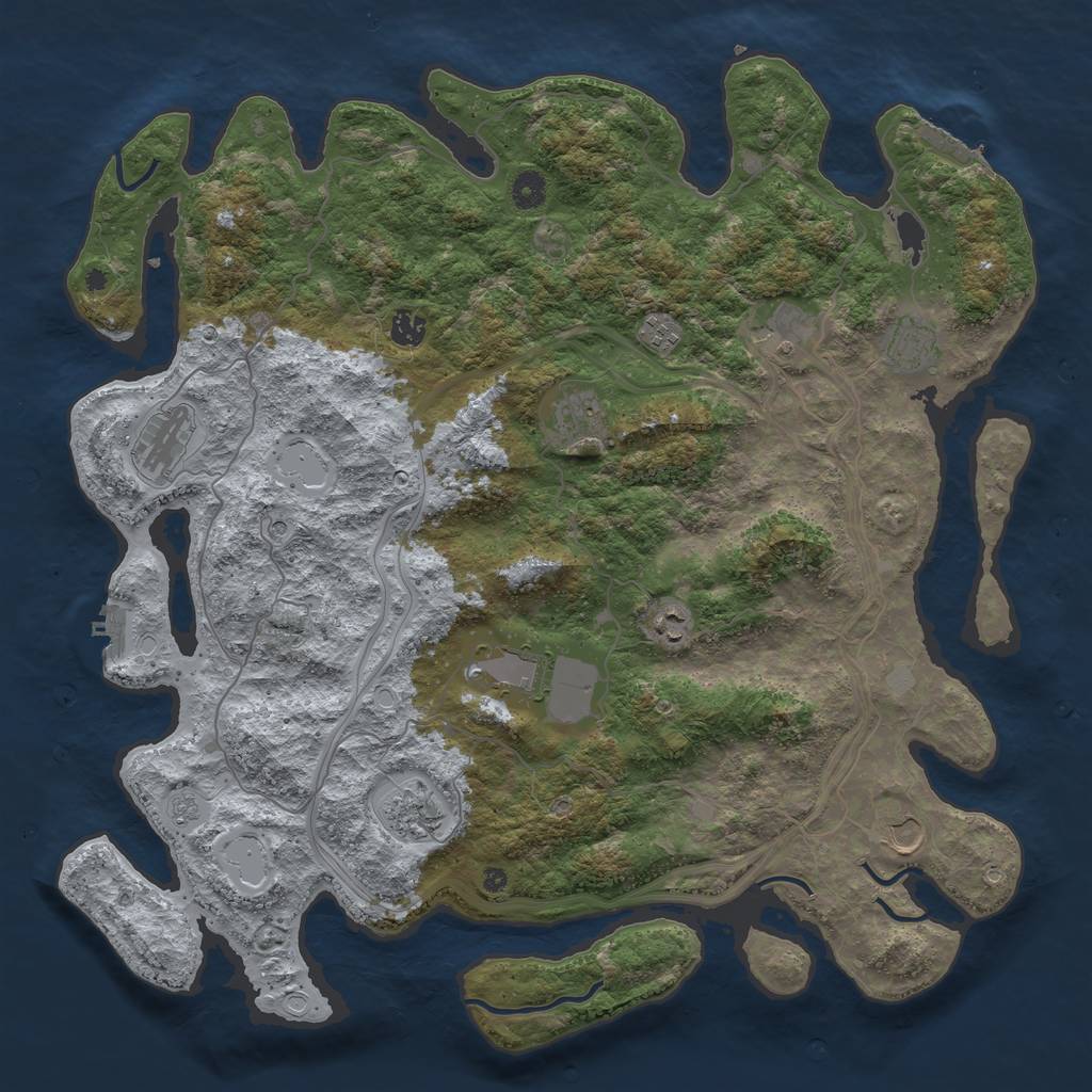Rust Map: Procedural Map, Size: 4500, Seed: 641591044, 19 Monuments