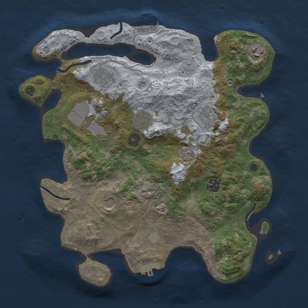 Rust Map: Procedural Map, Size: 3500, Seed: 35108386, 17 Monuments