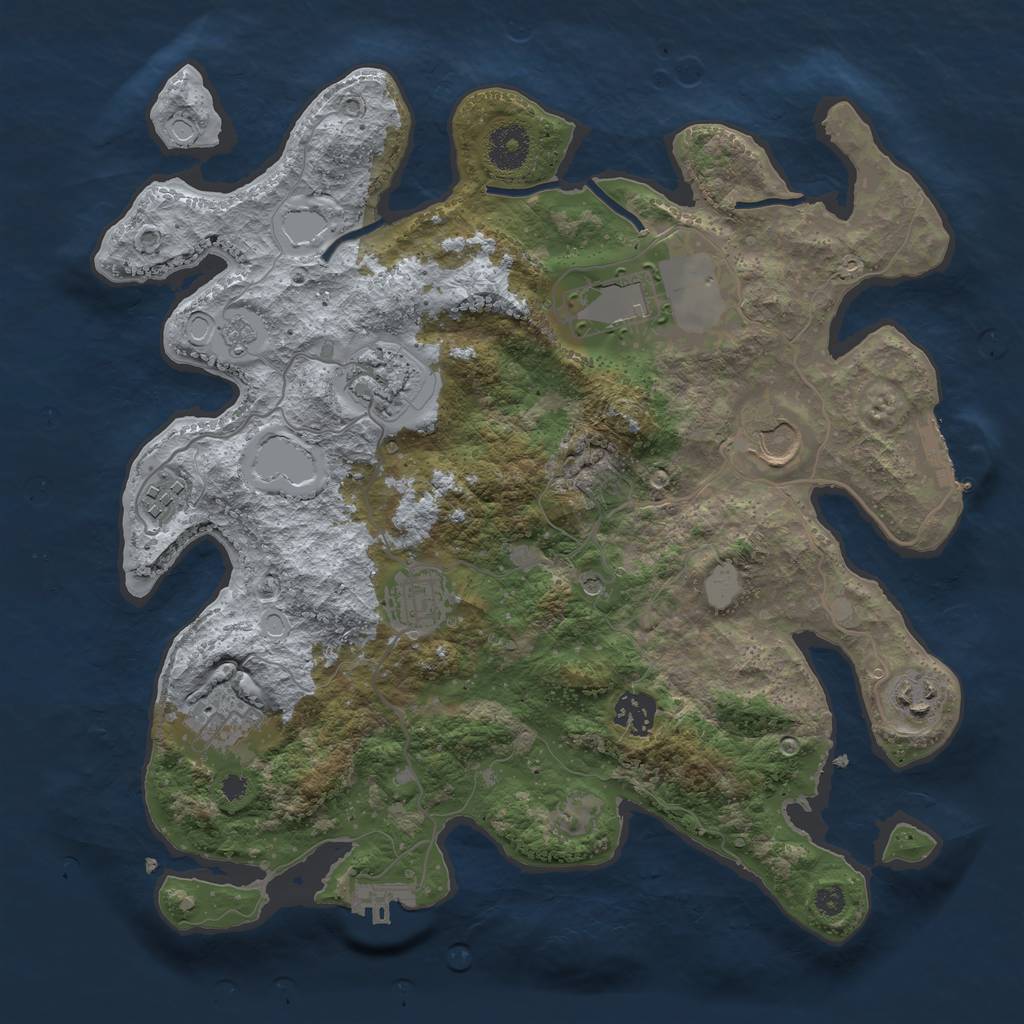 Rust Map: Procedural Map, Size: 3500, Seed: 57106002, 17 Monuments