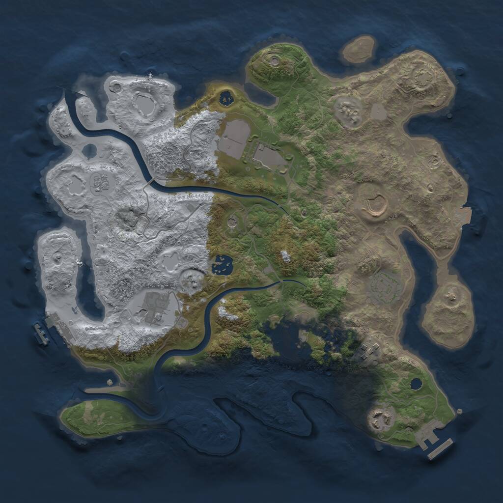 Rust Map: Procedural Map, Size: 3500, Seed: 57926989, 14 Monuments