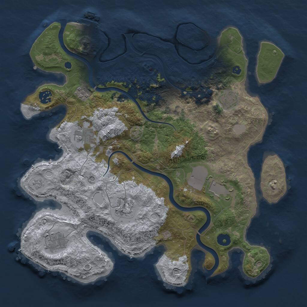 Rust Map: Procedural Map, Size: 3500, Seed: 52059824, 12 Monuments