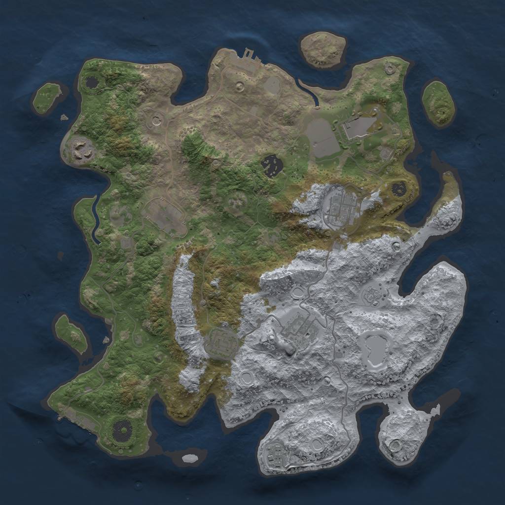 Rust Map: Procedural Map, Size: 3500, Seed: 221107, 17 Monuments