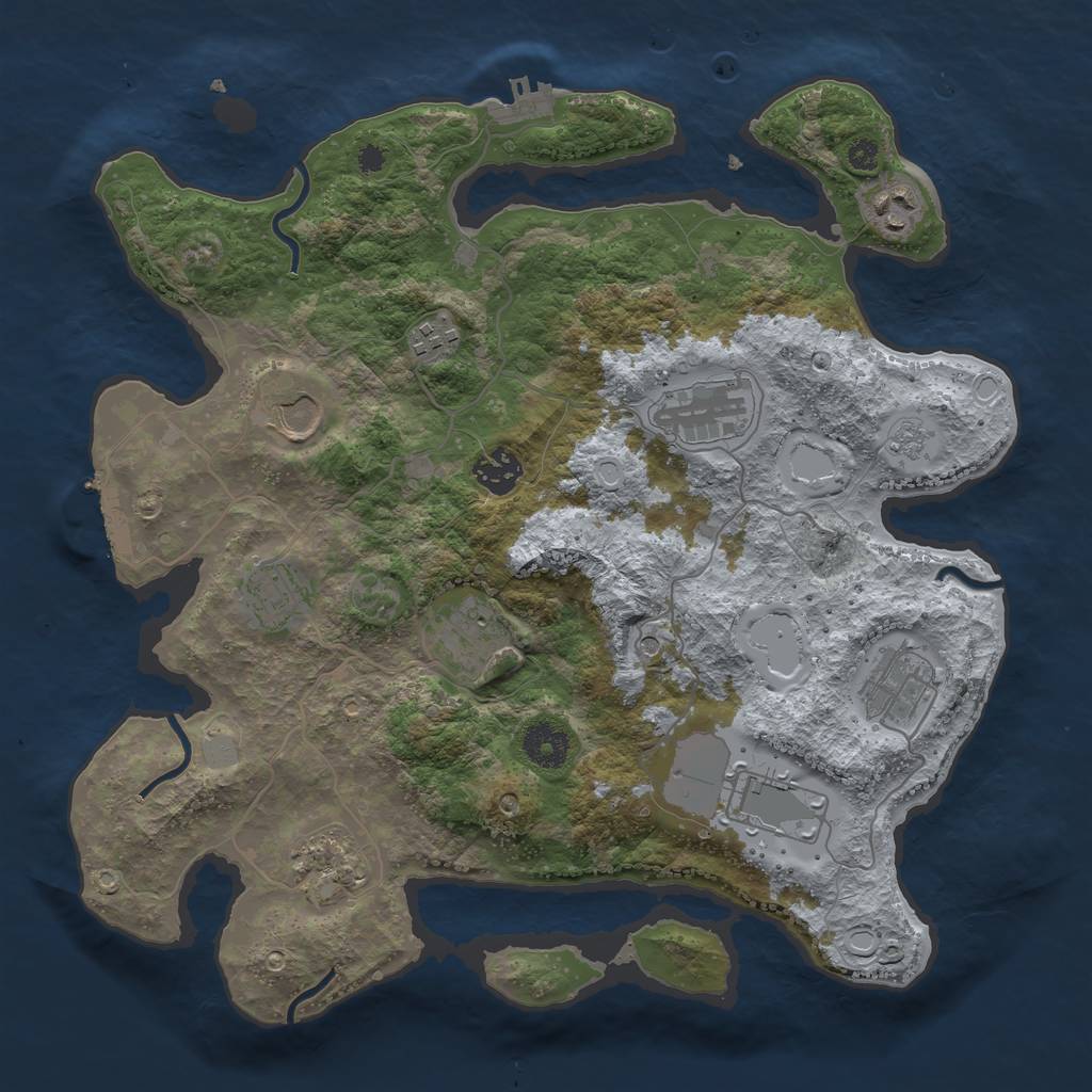 Rust Map: Procedural Map, Size: 3550, Seed: 42465176, 19 Monuments