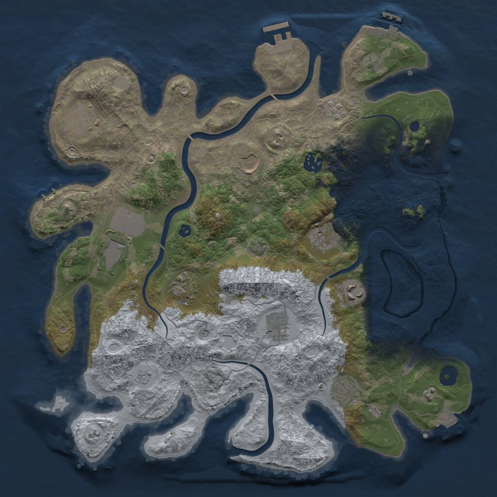 Rust Map: Procedural Map, Size: 3850, Seed: 437528265, 16 Monuments