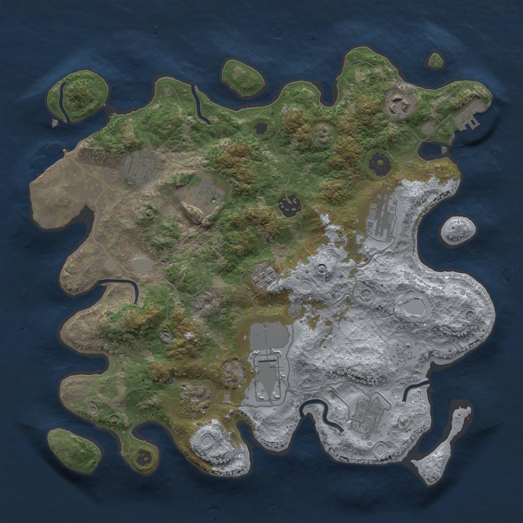 Rust Map: Procedural Map, Size: 3500, Seed: 61307051, 18 Monuments