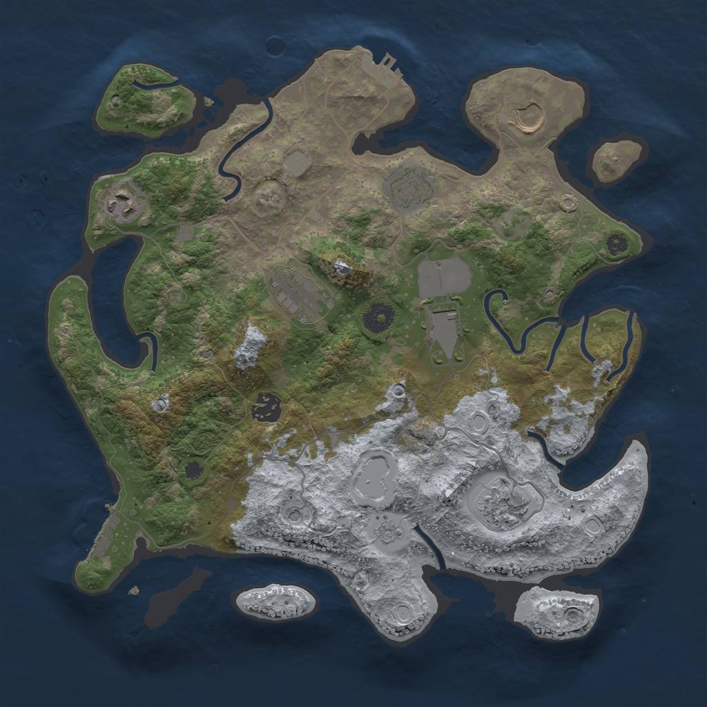 Rust Map: Procedural Map, Size: 3500, Seed: 39905831, 16 Monuments