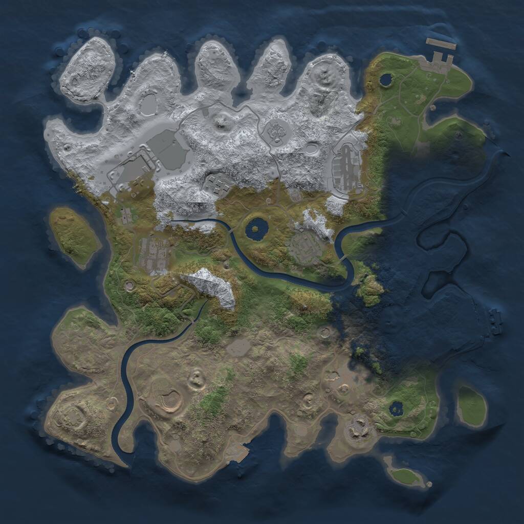 Rust Map: Procedural Map, Size: 3500, Seed: 57634781, 14 Monuments