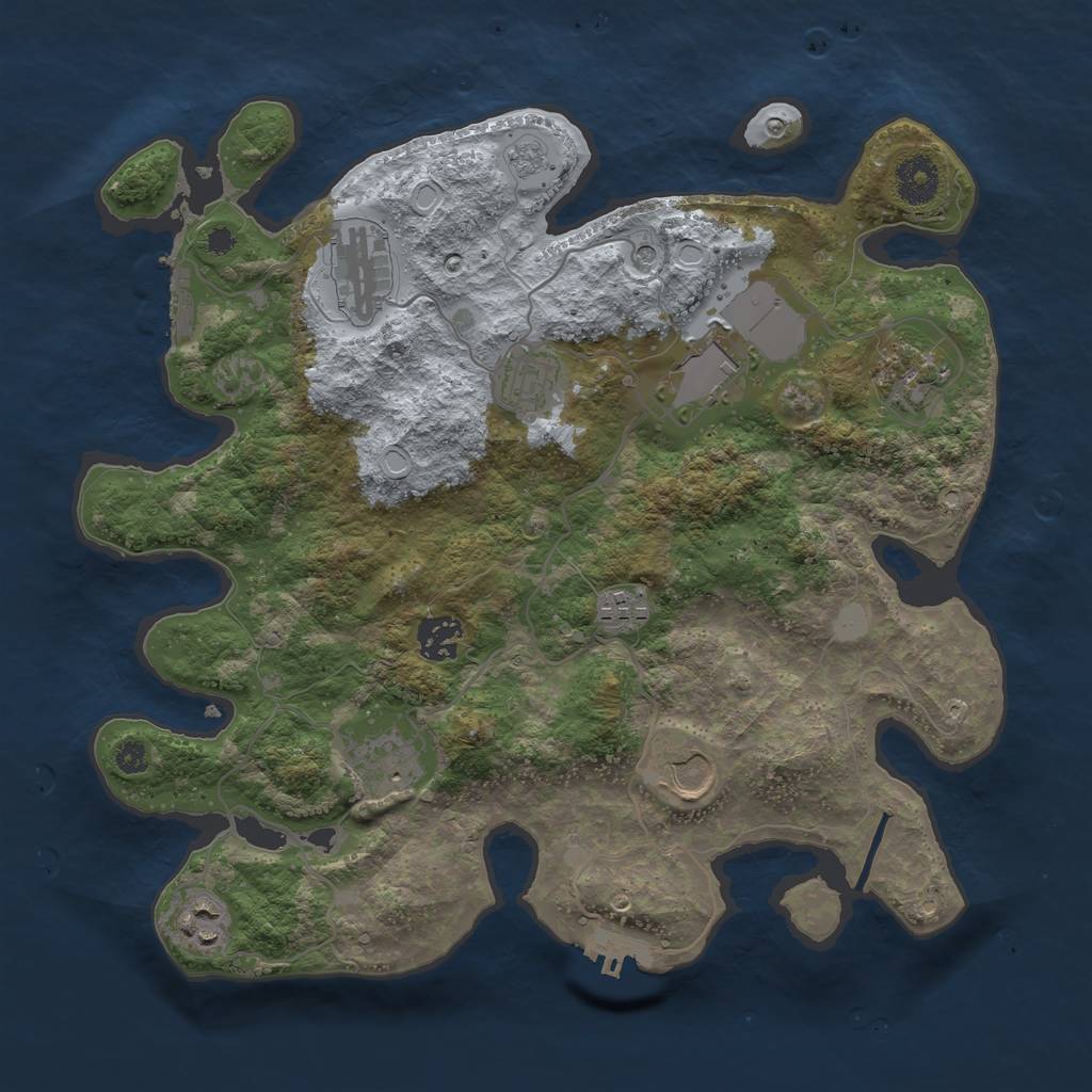 Rust Map: Procedural Map, Size: 3500, Seed: 37611851, 18 Monuments