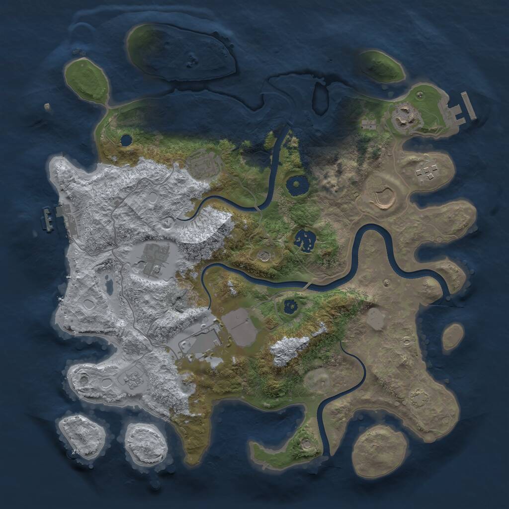 Rust Map: Procedural Map, Size: 3500, Seed: 73449683, 13 Monuments
