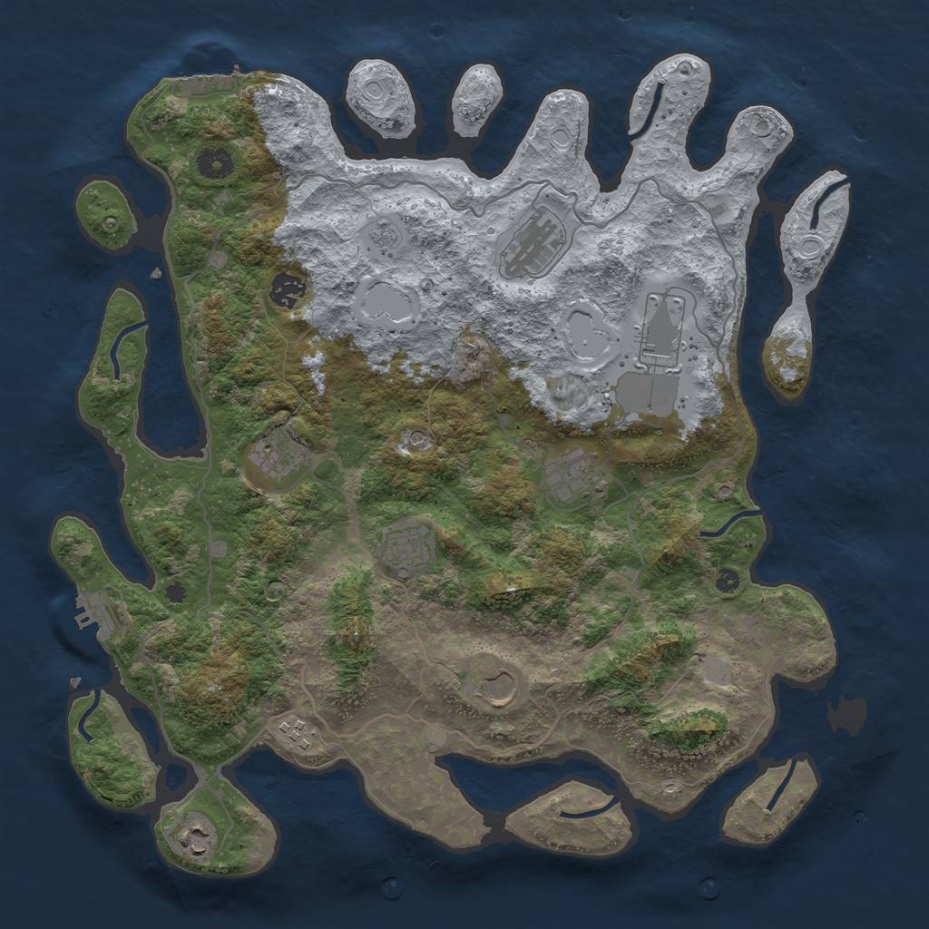 Rust Map: Procedural Map, Size: 4000, Seed: 647915906, 18 Monuments