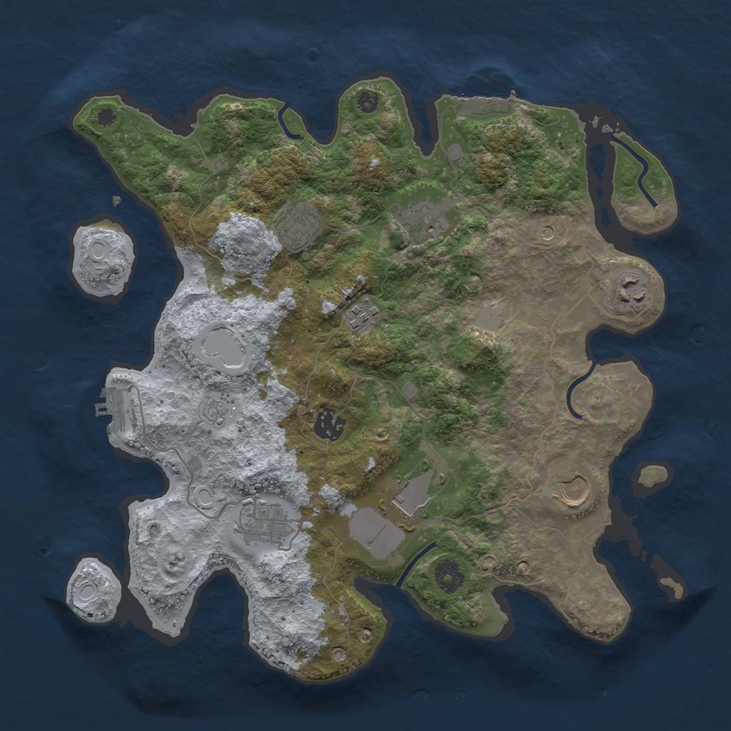 Rust Map: Procedural Map, Size: 3500, Seed: 27729285, 17 Monuments