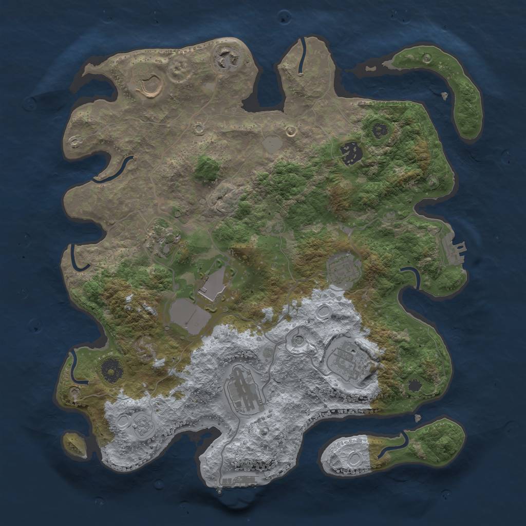 Rust Map: Procedural Map, Size: 3500, Seed: 78738473, 17 Monuments
