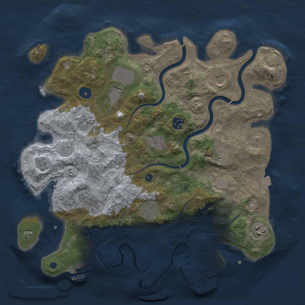 Rust Map: Procedural Map, Size: 3750, Seed: 670737089, 16 Monuments
