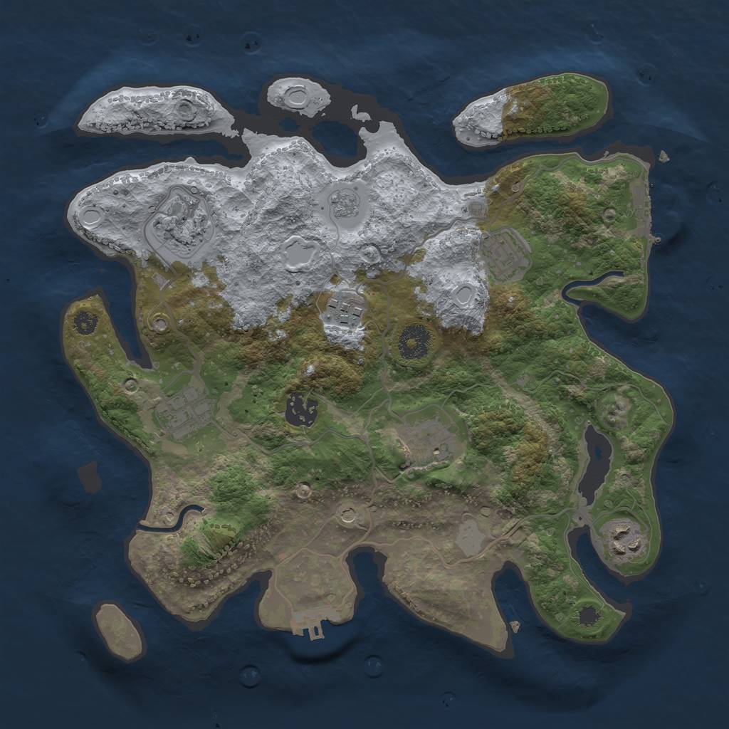 Rust Map: Procedural Map, Size: 3200, Seed: 58740867, 16 Monuments