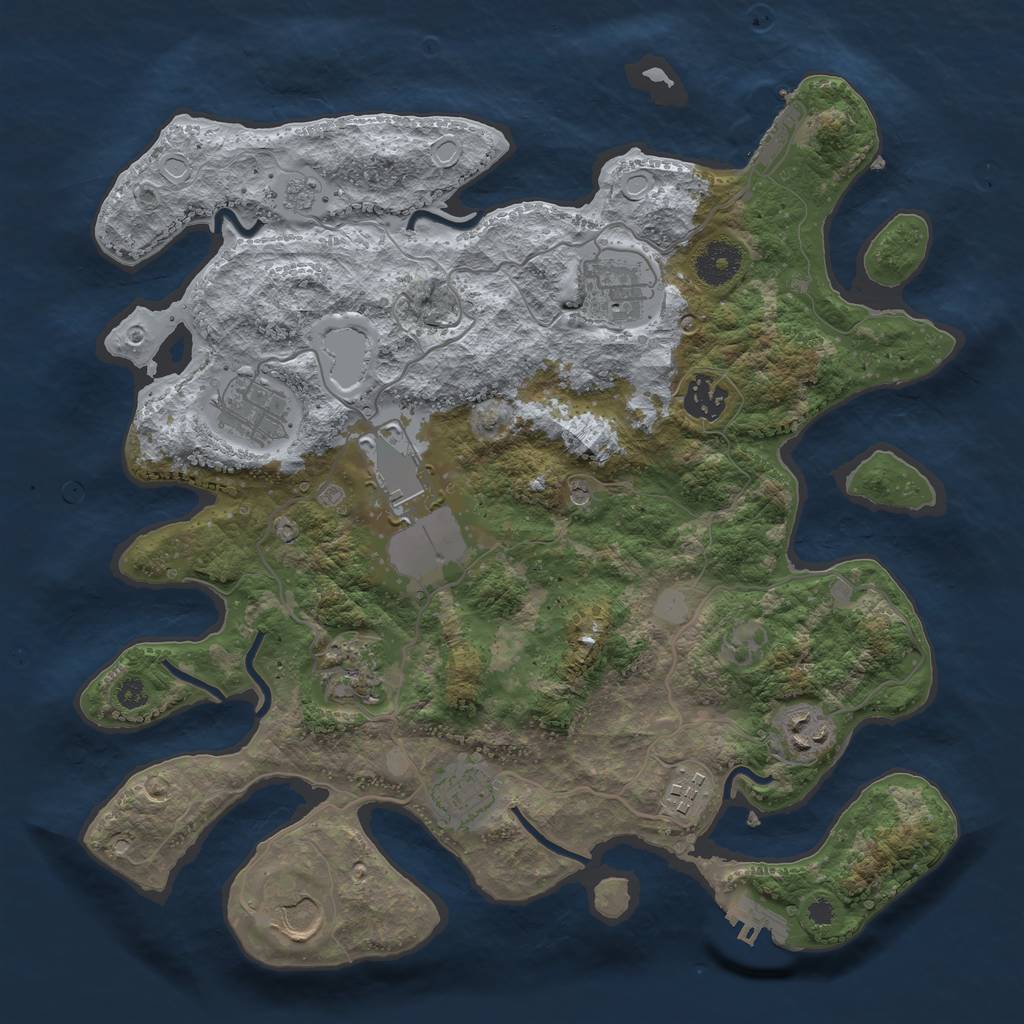 Rust Map: Procedural Map, Size: 3500, Seed: 82576434, 18 Monuments